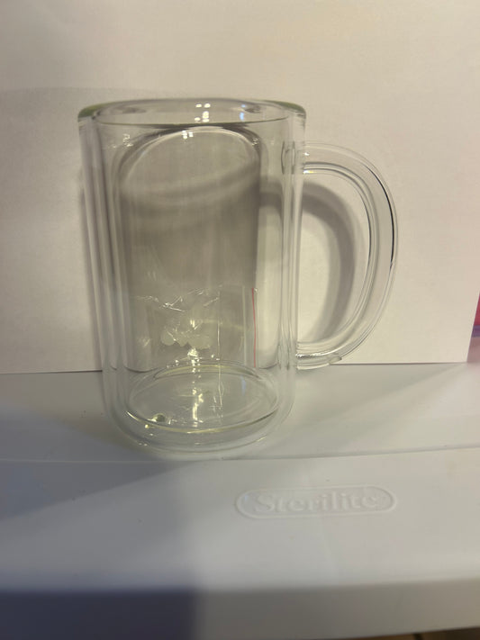 15 oz glass w/ handle Snowglobe